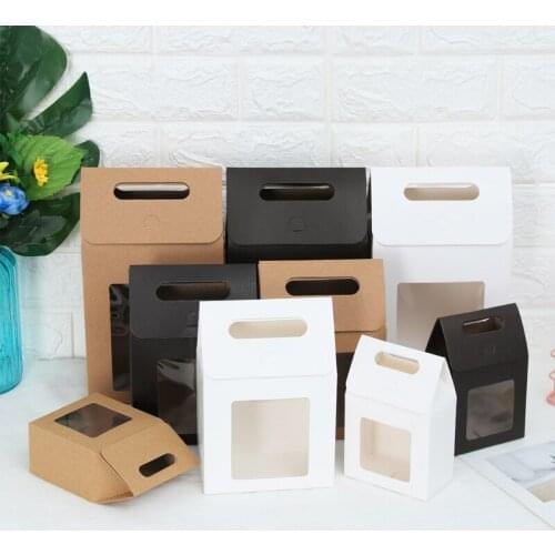 Gift Box Packaging Square Shape Candy Box Bag DIY Wedding Party Favor Kraft Paper Boxes Cookie Gift Bags Wrapping Supplies