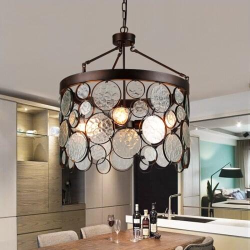 Nordic Style Vintage Crystal Pendant Lights Retro Industrial Glass Hanging Lamps for Restaurant Bar Cafe Dining Room Decoration