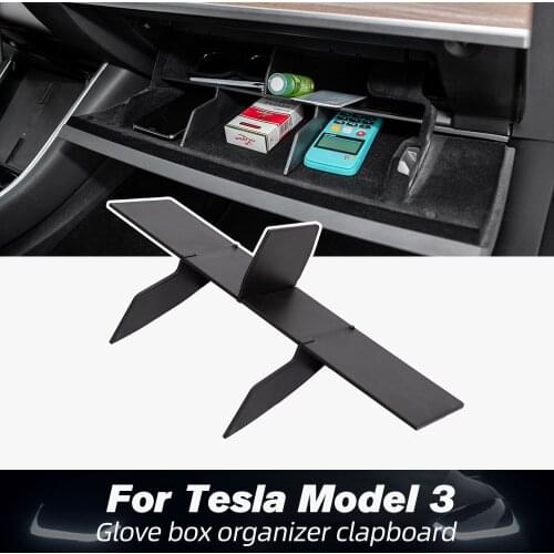Vxvb New For Tesla Model 3 2021 Accessories Car Copilot Storage Box Model Three Glove Box Layered Sorting Board Model3 Interior