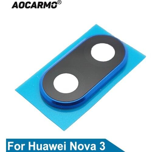 Aocarmo Rear Back Camera Lens With Frame Adhesive Sticker Replacement Parts For Huawei Nova 3