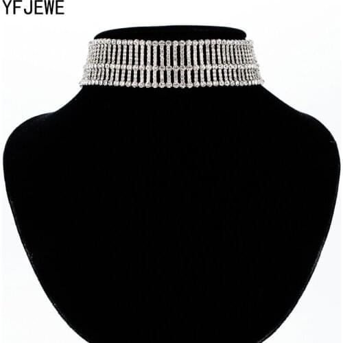YFJEWE Women Full Rhinestone Pendant Jewelry Collar Necklace Rectangular Rule Wedding Clavicle Necklaces Choker Necklace N359