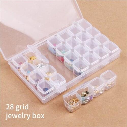 1 Pcs Separately open cover acrylic transparent color nail drill small jewelry 28 compartment classification storage box