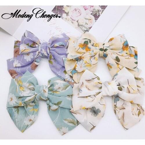 1 PCS Chiffon Flower Hair Clips Hair Barrette Floral Hairgrips Big Large Bow Hairpin For Women Ladies Hair Accessories Handmade