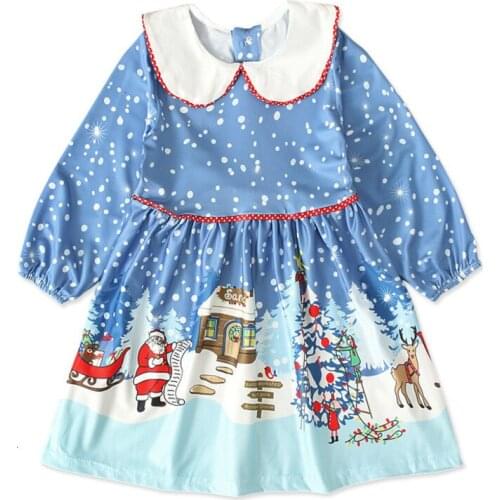 2020Winter Baby Girl Dress Long Sleeve Christmas Girls Dresses Bow Princess Toddler Dress Santa Kids Dresses For Girls