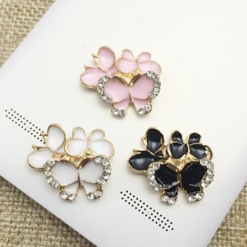 50pcs Jewelry Charms Drill Rhinestone Button Buckle Butterfly Crystal Brooch Hairpin Accessories Wedding Brides Hair Clips Decor