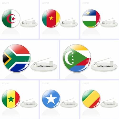 Africa National Flag Brooches Egypt Nigeria South Africa Men Women Glass Cabochon Dome Jewelry Brooch Pins Fashion Gift