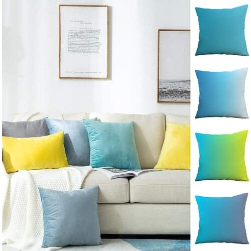 Velvet Cushion Cover Gradient Color Shiny Pillow Cover for Living Room Sofa Blue Decorative Pillows Nordic Housse de Coussin