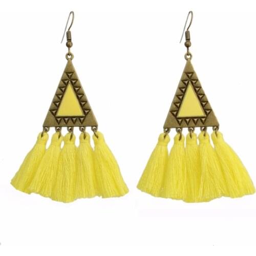 Bohemia Ethnic Charm Sexy Geometric Triangle Long Tassel Earrings Gypsy Vintage Tassel Drop Earring Maxi for women Gift Bijoux
