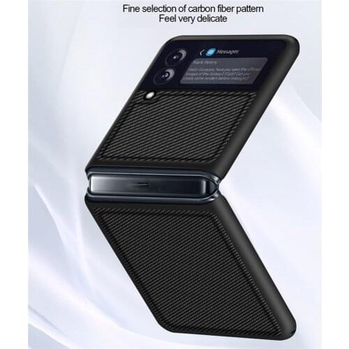 Phone Case Carbon Fiber Pattern Folding Shell Flip Protective Cover for Samsung Galaxy Z Flip3