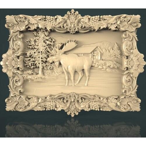 Decor 3D Relief Painting Goat Sheep STL Model for CNC Router 3D Printer Artcam Aspire Bas Relief -89
