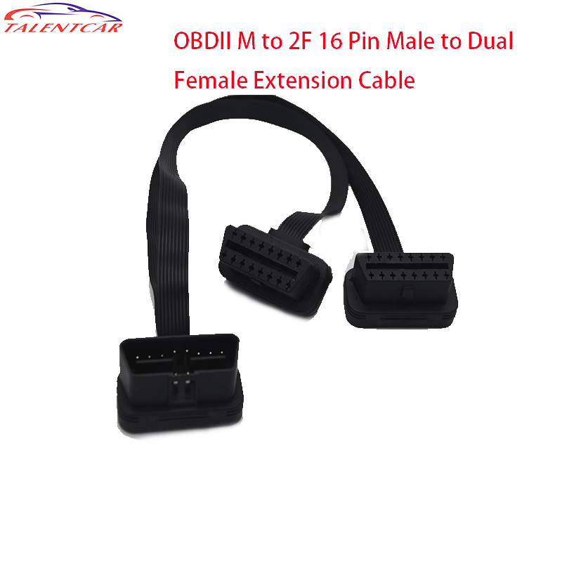 Good Quality OBDII OBD2 OBD-II M To 2F Y Cables OBD 2 16 Pin Extension Male To Dual Female Splitter Extension Con