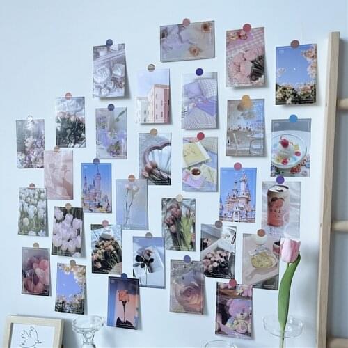 Ins Girls Dream Pink Castle Flower Postcards Korean Room Decor Wall Sticker Creative Background Decorative Card Poster 30sheets