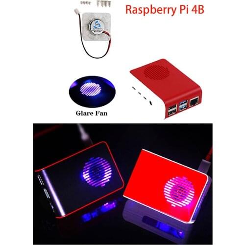 For Raspberry Pi 4 Case ABS Case Box Enclosure Shell with LED Glare Cooling Fan for Raspberry Pi 4 Model B Pi4 RPi4 Case box