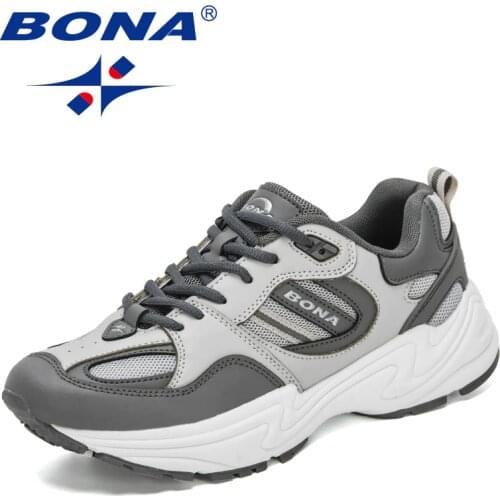 BONA 2021 New Designers Action Leather Mesh Running Shoes Men Sports Shoes Hard-Wearing Fashion Jogging Sneakers Mansculino