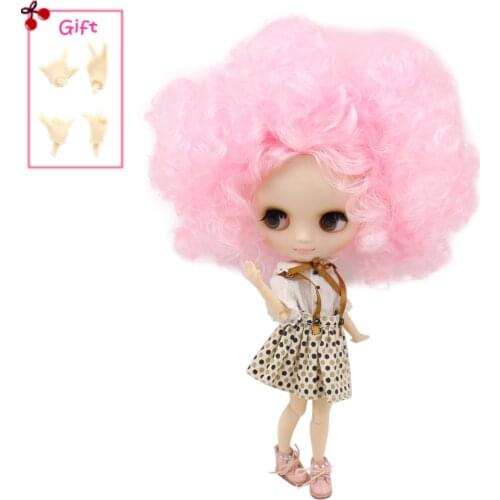 ICY DBS Middie Blyth doll Series No.QE126+107 Pink curly afro hair Matte face 1/8 BJD