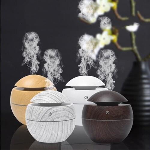 130ml Mini Wood Grain Aromatherapy Diffuser USB Portable Mini Wooden Mushroom Essential Oil Air Humidifier Fogger