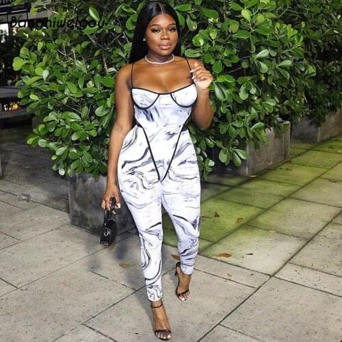 Bangniweigou marble tie-dye two piece set for women sleeveless corset boydsuit + slim pants street bodycon outfits co-ord sets
