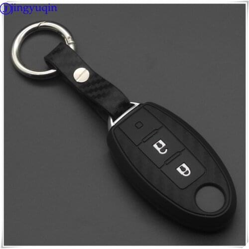 Carbon Soft Silicone Car Key Case Cover keychain For Nissan X-Trail 370Z Cube Micra Qashqai Juke Leaf Tiida Cube Quest Versa