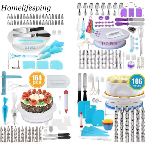 52/106/127/137/164pcs Cake Decorating Tip Sets Pastry Bag Confectionery Accessories Nozzle Stainless Cream Cake Baking Tools