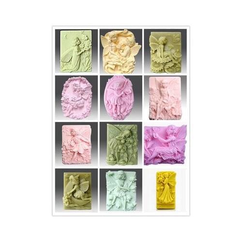 Wholesale/retail,free shipping ,1 pcs People Series Fairy / Angel clay pottery mould silicone cake mold soap Mold FM