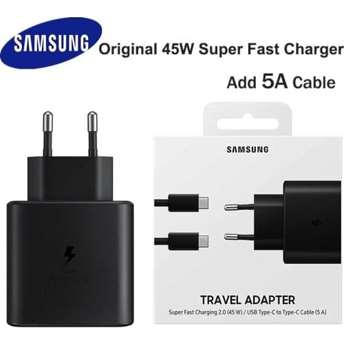 Original Samsung Fast Charger 45W Quick Adapter Type C Cable for Samsung GALAXY Note 10 20 S20 Plus S20 Ultra S21 A71 A80 A91