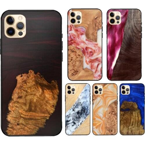Resin Wood For iPhone 12 Pro Max mini Case For iPhone 11 Pro Max XS X SE 2020 7 8 Plus XR Cover