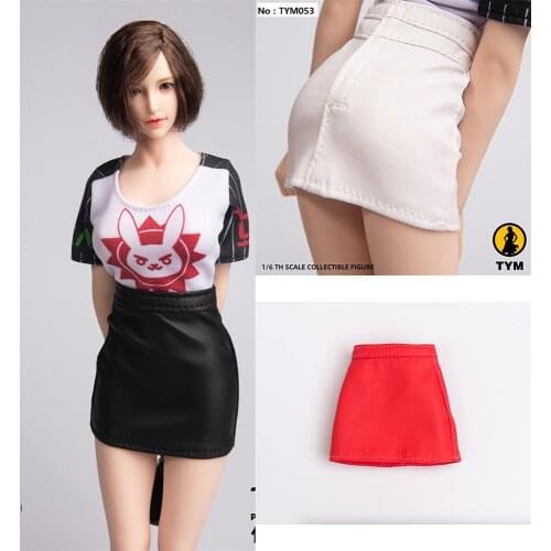 TYM053 1/6 Scale Sexy Female Figure Clothes Accessory Leather PU Dress Skirt Black/Red/White Color Model for 12'' Body