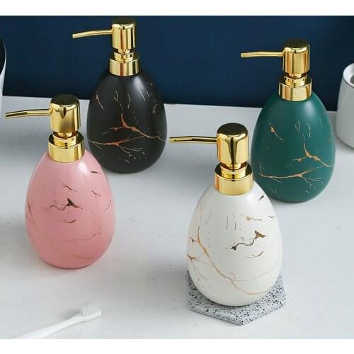 Hand Sanitizer Shampoo Bottle Light Luxury Soap Dispenser Bathroom Shower Gel Sub-bottling Nordic Marble Ceramic Storage Bottles