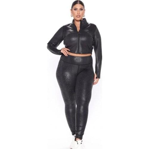 Pu Leather Tracksuit Womens Set Short Jacket With Tank And High Waist Pants Suits Spring Black Leather Sportswear Matching Set