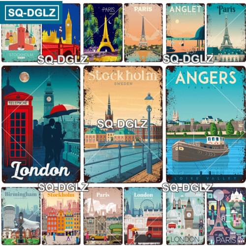 [SQ-DGLZ] London Metal Sign Plaque Metal Vintage Bar Furniture Man Cave Poster Vintage Retro Metal Wall Decor Personalized Plate