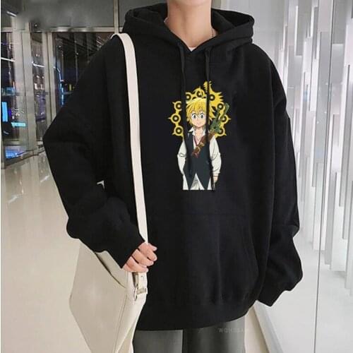 Anime Nanatsu No Taizai Print Hoody Pullover Harajuku Manga Cartoon Dragons Sin Of Wrath Mens Winter Warm Patchwork Sweatshirt