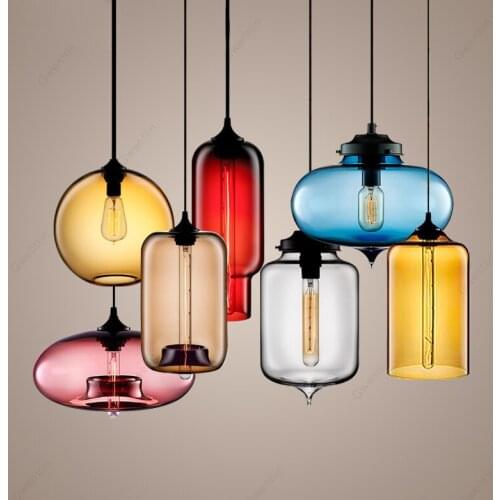 Stained Glass Led Pendant Light Modern Kitchen Hanging Lamps Dining Room Light Fixtures Home Lighting Loft Decor Industrial Lamp
