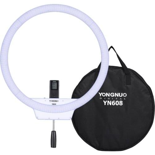 YongNuo YN608 Selfie Ring Light 3200K~5500K Bi-Color Temperature Wireless Remote LED Video Light CRI>95