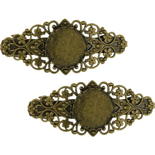 2pcs Retro Floral Hair Clip Hair Barrette Blank Setting Base Hair DIY Craft DIY Accessories for Home Jewelry Making
