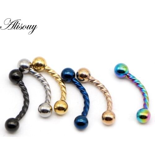 Alisouy 1PC Stainless Steel HipHop style Curved Eyebrow Nose Lip Earrings Nipple Piercings Unisex Body Piercing septum sieraden