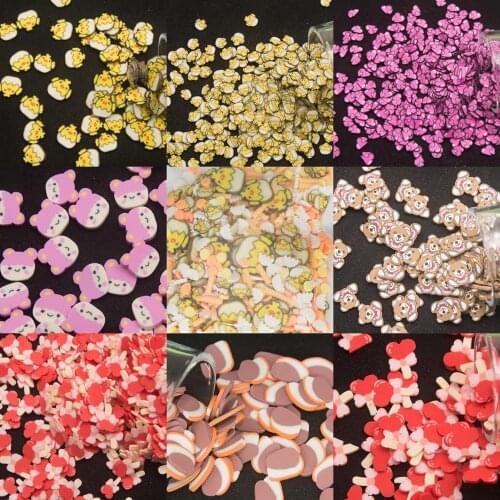 Chick Loving Heart Cute Face Meat Bear Shape Polymer Clay Slices Colorful Sprinkles For Slimes Filling DIY Christmas Decoration