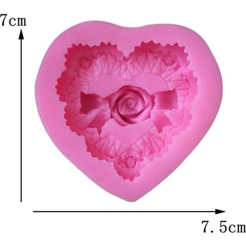 7.5*7.2CM DIY Sugar Craft Cake Vintage Petal Heart shaped Cake Silicone Mold Fondant Mold Cake Decorating Tools Gum Paste Mold