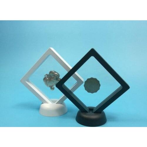 90x90x20mm Black white Jewelry Floating Suspended Display Case Coins Gems Artefacts Stand Holder Box for Jewelry Display SN142