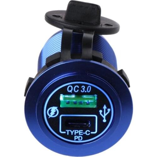 Aluminum DIY 18W Quick Charge QC3.0 USB Type C PD Car Fast Charger Power Adapter for samsung Mobile Phone Tablet