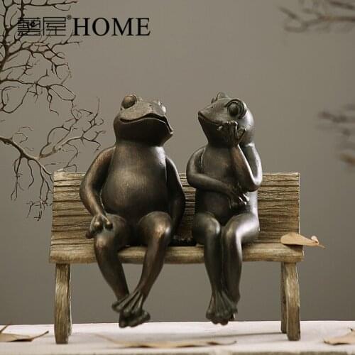 American rustic retro handmade resin crafts American village Home Furnishing Nordic soft mounted display props resin frog