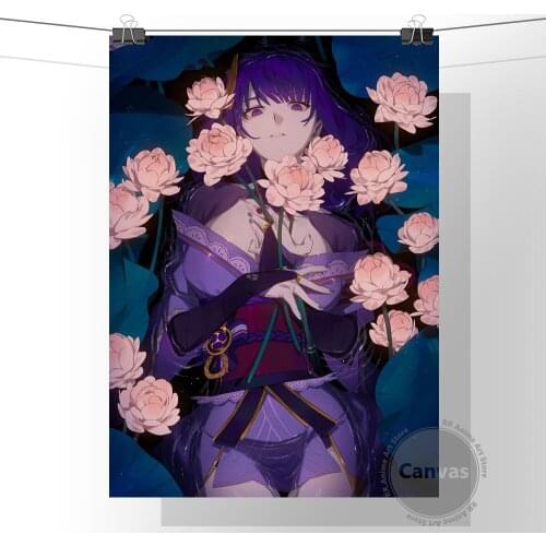 Anime Raiden Ei Genshin Impact Poster Pictures Home Manga Decoration Paintings Canvas HD Prints Wall Art Modular Living Room