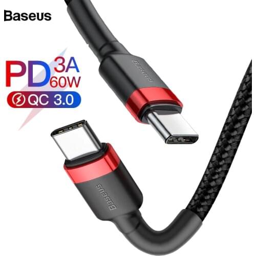 Baseus USB Type C Cable To USB C Cable For Samsung Xiaomi Huawei Mobile Phone PD Fast Charging Charger Cord USB-C Type-C Cable