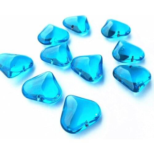 Free Shipping 200Pcs 22*22mm Fashion Aqua Glass Crystal Heart Shape Smooth Bead For Chandelier Diy Beads Curtain Home Decoration