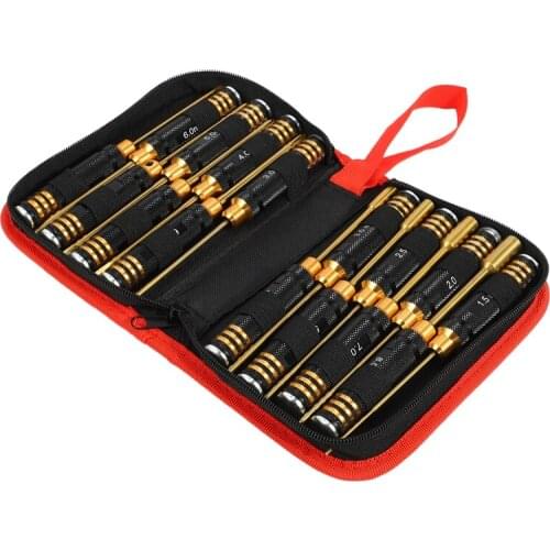 Big deal 16Pcs Hex Phillips Screw Nut Flat Hexagonal Screwdriver Set with Bag Black Round Hand Shank for RC Model Mini Hand Tool