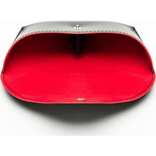 Branded Button Black Soft Leather Sun Glasses Case