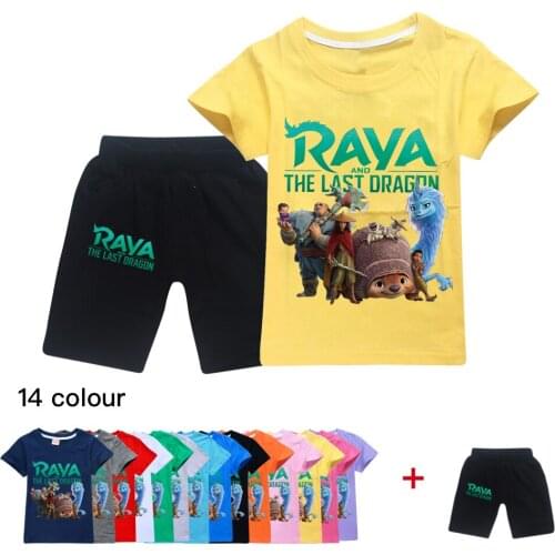 Disney Raya and The Last Dargon Play costume Children costume Boys and Girls Set Summer T-shirt + shorts set