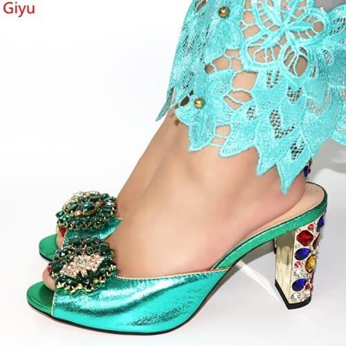 Doershow Whoesale Elegant Womens green Shoes Nice Looking African Sandals Shoes Free Shipping! ! HVZ1-4