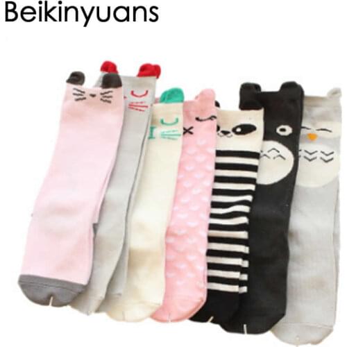 Cotton Socks Kids knee high Cute Cartoon Long sock creative tide cotton Toddler socks leg warm knee high