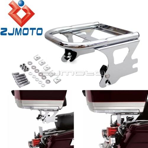 Chrome Detachable Two-Up Tour Pak Mounting Luggage Rack For Harley Touring 1997-2008 FLHR FLTR FLHRC FLHRS