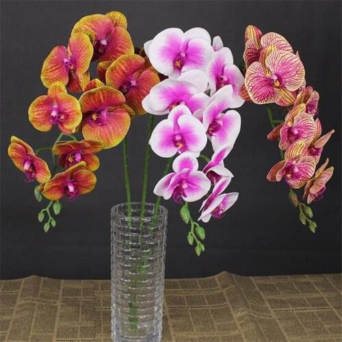 4Pcs Fake Moisturizing Orchid (9 heads/piece) 40.55" Simulation Real Touch 3D Phalaenopsis for Wedding Home Artificial Flowers